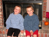 grayson-noah-n-sweaters  Grayson & Noah in Sweaters Knit by Grandma to Match Their Teddy Bears.