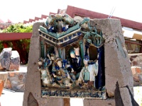 Talisien-West-2009-100  Japanese sculpture from Frank Lloyd Wright collection adorns entrance to Taliesin West complex.